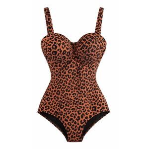 TA3 NWT Size XS Lushy Hipster One Piece Leopard Swimsuit Corset Tummy Control